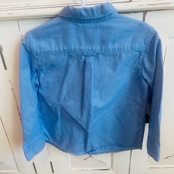 Janie And Jack, Blue Long Sleeve, Gingham Plaid Button Down Shirt, Size: 4T - Picture 3 of 3